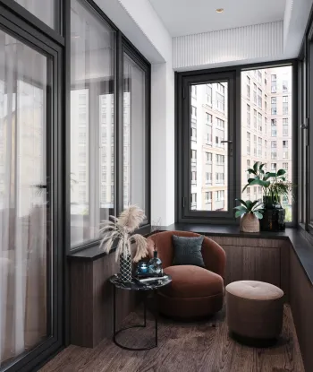 Интерьер балкона с окном, балконом и панорамными окнами  смотреть на Basicdecor