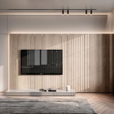 Интерьер гостиной с телевизором на стене  смотреть на Basicdecor