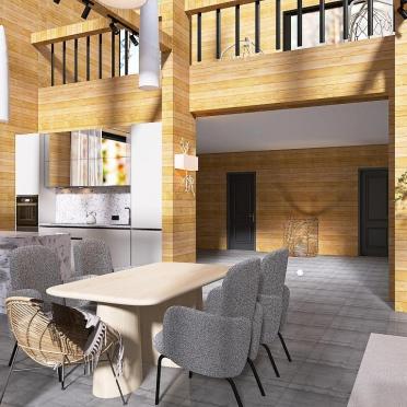 Интерьер кухни с в деревянном доме в современном стиле смотреть на Basicdecor