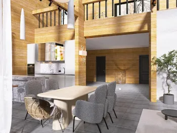Интерьер кухни с в деревянном доме в современном стиле смотреть на Basicdecor