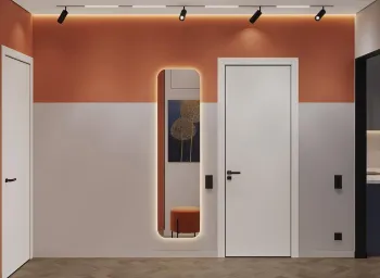 Интерьер прихожей с зеркалом на двери и с подсветкой  смотреть на Basicdecor