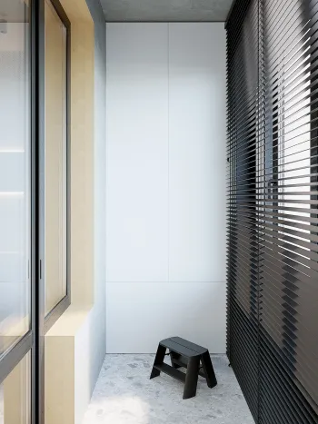 Интерьер с балконом и жалюзи  смотреть на Basicdecor