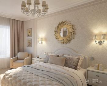 Интерьер спальни cветильниками над кроватью в неоклассике смотреть на Basicdecor