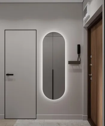 Интерьер с зеркалом на двери и с подсветкой  смотреть на Basicdecor