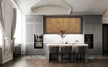 Интерьер кухни с жалюзи  смотреть на Basicdecor