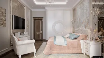 Интерьер спальни с каретной стяжкой  смотреть на Basicdecor