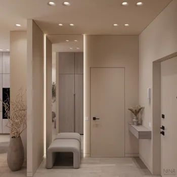 Интерьер прихожей с проходной и с подсветкой  смотреть на Basicdecor
