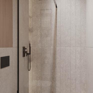 Интерьер ванной с душевой из плитки  смотреть на Basicdecor