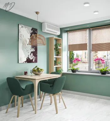 Интерьер кухни с жалюзи и дверными жалюзи  смотреть на Basicdecor