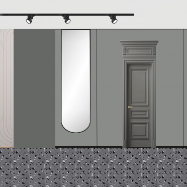 Интерьер коридора с проходной и зеркалом на двери  смотреть на Basicdecor