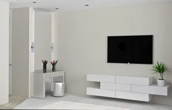 Интерьер с телевизором на стене  смотреть на Basicdecor