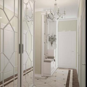 Интерьер с проходной и зеркалом на двери в классическом стиле смотреть на Basicdecor