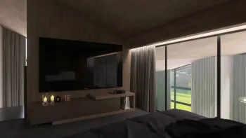 Интерьер спальни с нишей с подсветкой и с подсветкой  смотреть на Basicdecor