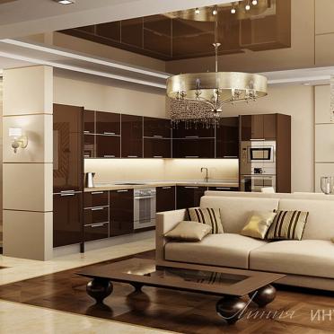 Интерьер кухни с объединенной гостиной в современном стиле смотреть на Basicdecor