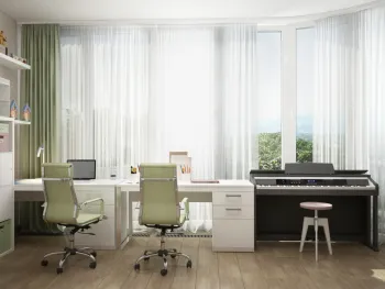 Интерьер c рабочим местом в современном стиле смотреть на Basicdecor