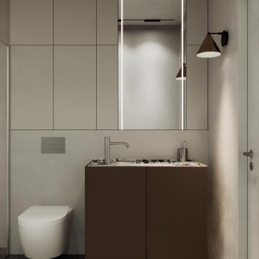 Интерьер ванной с зеркалом на двери  смотреть на Basicdecor
