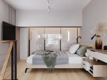 Интерьер спальни cветильниками над кроватью  смотреть на Basicdecor