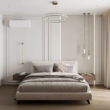 Интерьер спальни cветильниками над кроватью  смотреть на Basicdecor