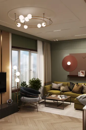 Интерьер гостиной с подсветкой светодиодной и с подсветкой  смотреть на Basicdecor