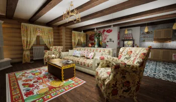 Интерьер гостиной в стиле кантри и древнерусском смотреть на Basicdecor