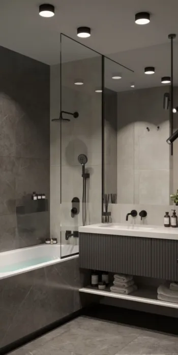 Интерьер ванной в современном стиле смотреть на Basicdecor