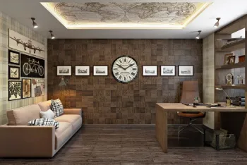Интерьер гостиной c рабочим местом  смотреть на Basicdecor