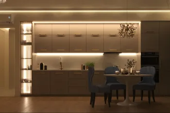 Интерьер кухни с нишей с подсветкой и с подсветкой  смотреть на Basicdecor