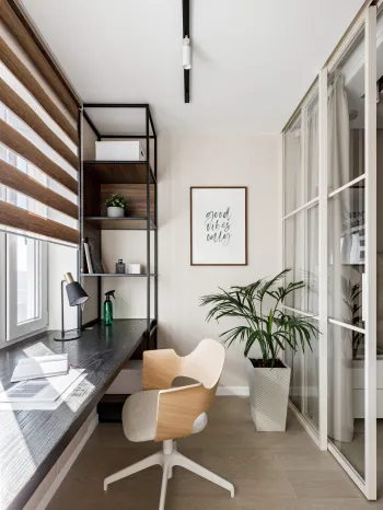 Интерьер балкона c рабочим местом в современном стиле смотреть на Basicdecor