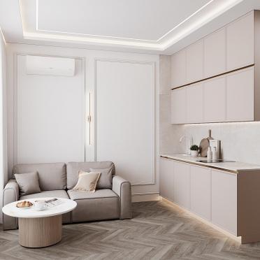 Интерьер гостиной cветовыми линиями и с подсветкой  смотреть на Basicdecor