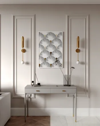 Интерьер гостиной с картинами над камином  смотреть на Basicdecor