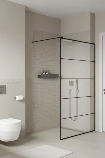 Интерьер ванной с душевой из плитки  смотреть на Basicdecor