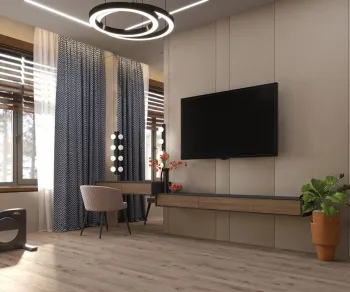 Интерьер спальни cветовыми линиями и с подсветкой  смотреть на Basicdecor