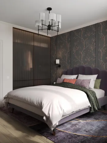 Интерьер спальни cветильниками над кроватью  смотреть на Basicdecor
