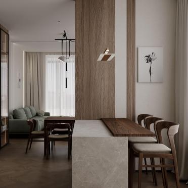 Интерьер столовой cветильниками над столом  смотреть на Basicdecor