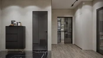 Интерьер коридора с зеркалом на двери  смотреть на Basicdecor