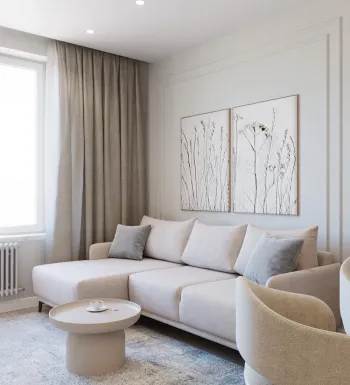 Интерьер гостиной с картинами над камином  смотреть на Basicdecor