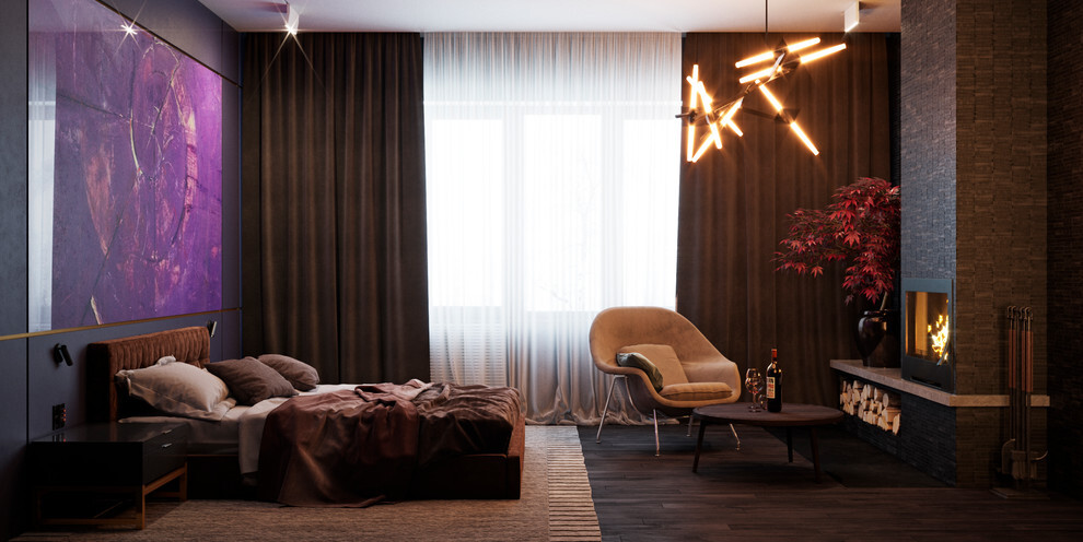 Интерьер гостиной с подсветкой настенной в современном стиле