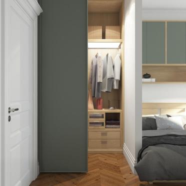 Интерьер спальни с шкафом у кровати  смотреть на Basicdecor