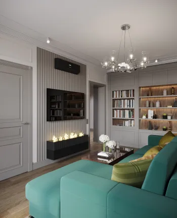 Интерьер гостиной с нишей с подсветкой и с подсветкой  смотреть на Basicdecor