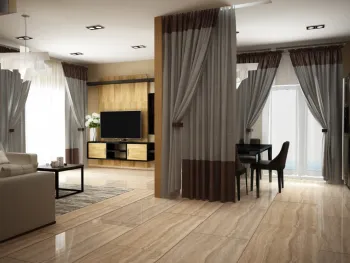 Интерьер гостиной c рабочим местом  смотреть на Basicdecor