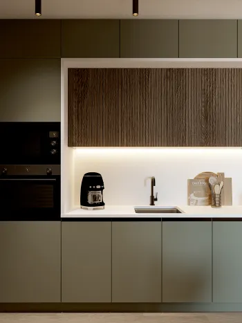 Интерьер кухни с нишей с подсветкой и с подсветкой  смотреть на Basicdecor