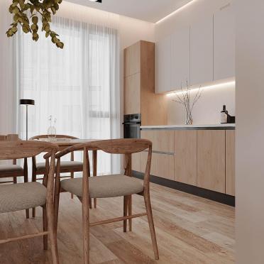 Интерьер кухни cветильниками над столом  смотреть на Basicdecor