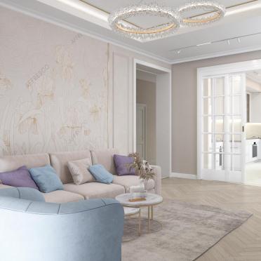 Интерьер гостиной с аркой и с подсветкой  смотреть на Basicdecor