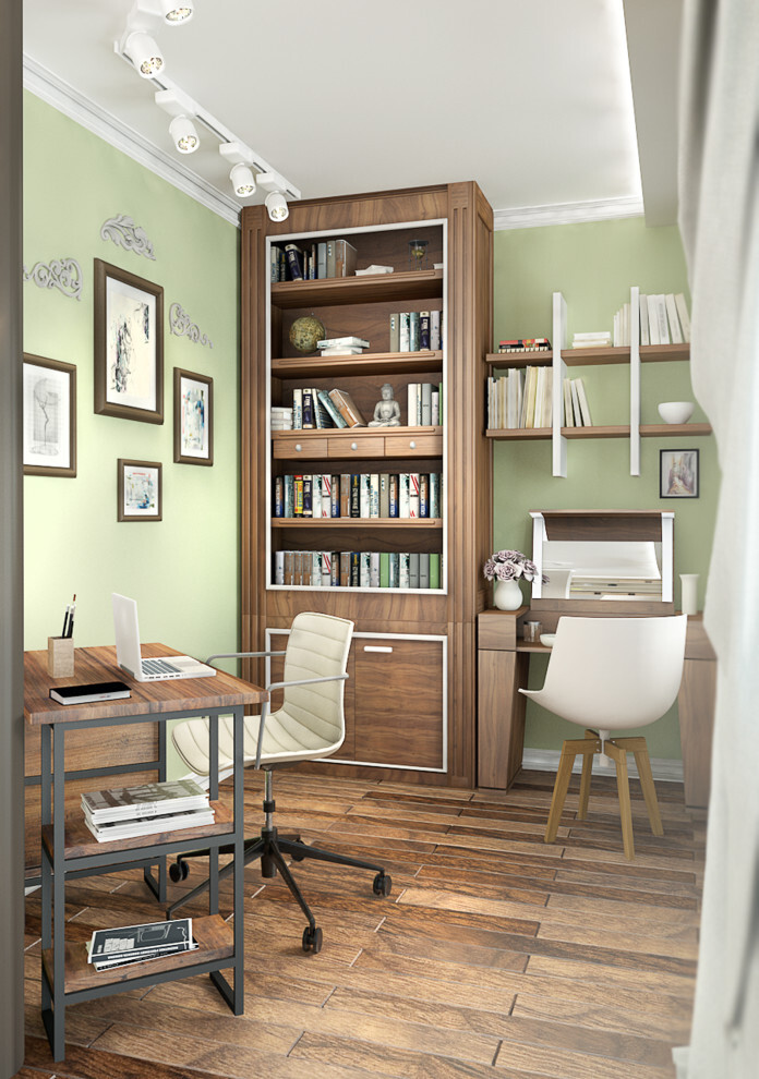 Интерьер кабинета c рабочим местом в современном стиле