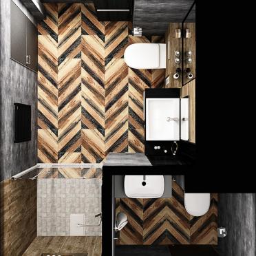 Интерьер ванной cовмещенным санузлом в стиле лофт смотреть на Basicdecor