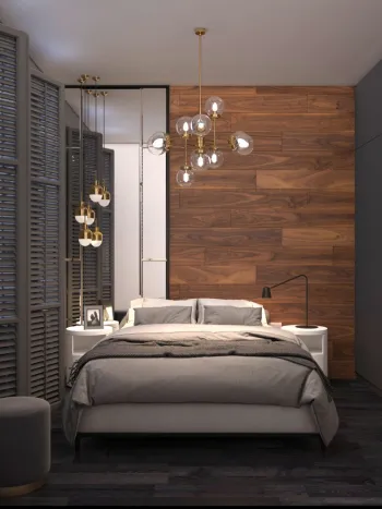 Интерьер спальни cветильниками над кроватью  смотреть на Basicdecor