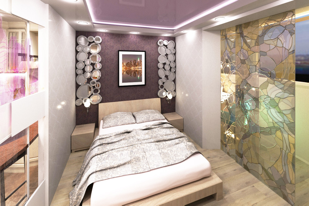 Интерьер спальни с подсветкой светодиодной и с подсветкой в классическом стиле