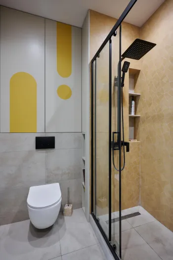 Интерьер ванной с душевой из плитки  смотреть на Basicdecor