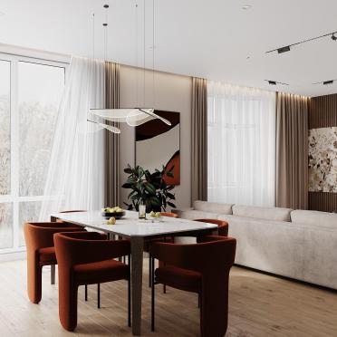 Интерьер столовой cветильниками над столом  смотреть на Basicdecor