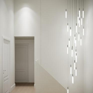 Интерьер коридора cветовыми линиями и с подсветкой  смотреть на Basicdecor